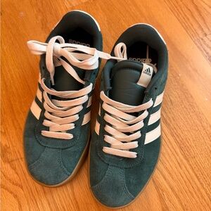 adidas Dark Green Suede Sneakers with White Stripes $60, size 5.5 W, wore once